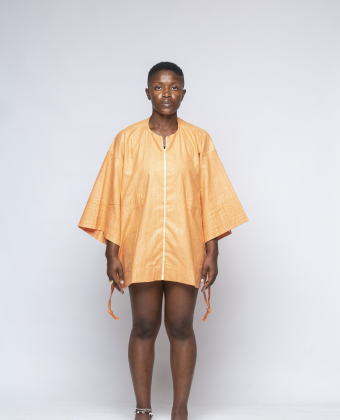 ORANGE WAXED COVERED LINEN SMOCK